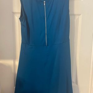 New York and Co. Dit and Flare Dark Aqua Zip Front Dress